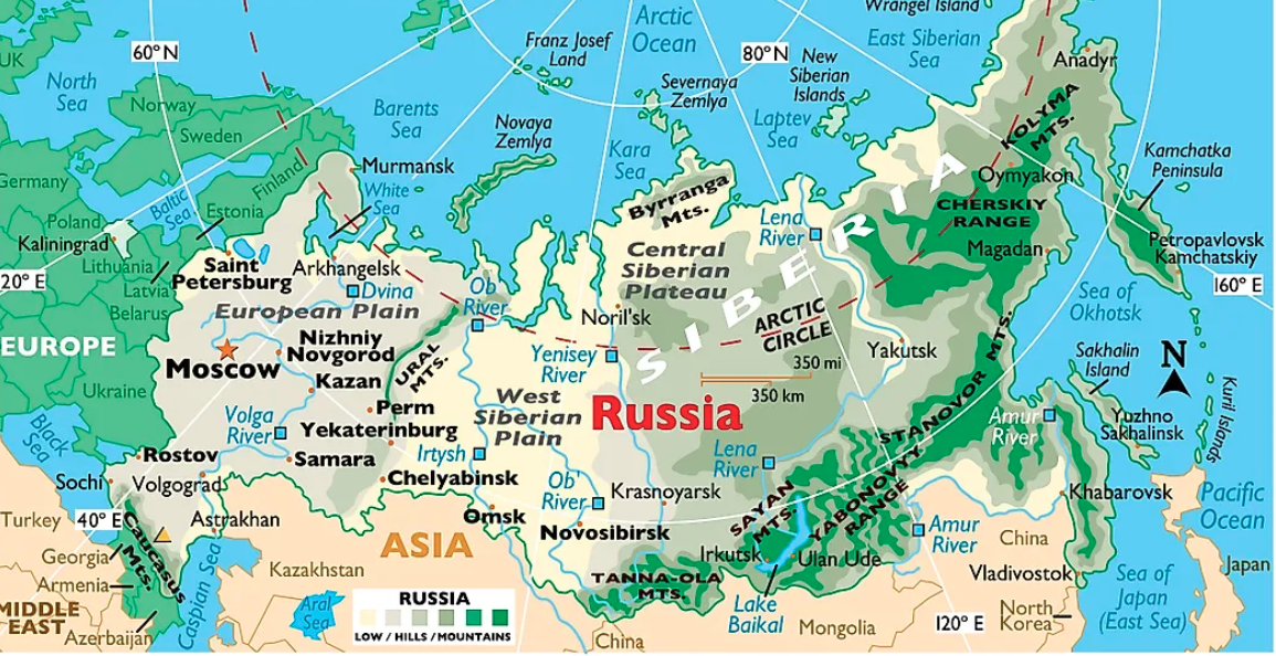 Russia map - itineraries